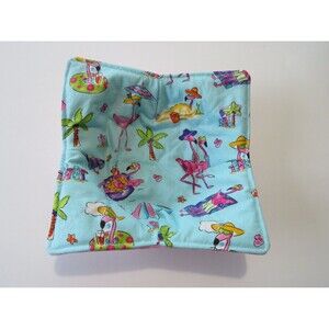Microwave Bowl Cozy Reversible Flamingos and Pink Gingham
